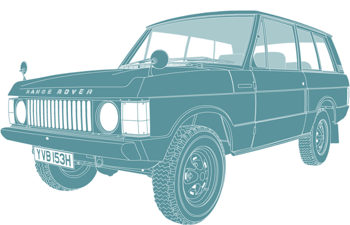 A decorative Range Rover icon.
